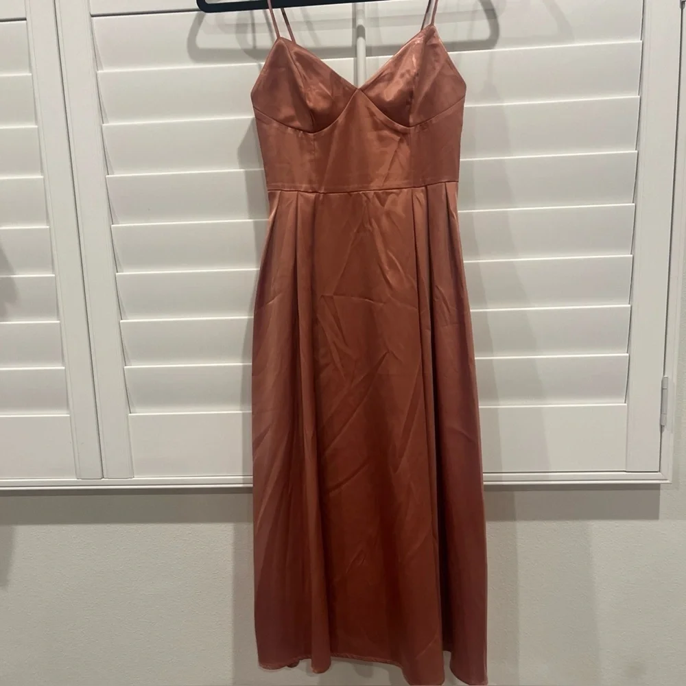 H & M Pink Satin Girly Barbie Midi Dress Formal Womens Size 2